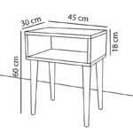 Κομοδίνο Hank pakoworld λευκό-καρυδί 45x30x60εκ - Image 2