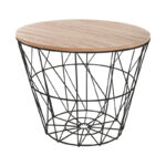 Βοηθητικό τραπέζι σαλονιού Jacot pakoworld oak-μαύρο Φ38x30,5εκ