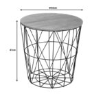 Βοηθητικό τραπέζι Kumi pakoworld mdf επιφάνεια oak και μέταλλο σε μαύρη απόχρωση Φ40x41εκ - Image 2