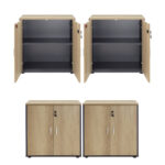 Nτουλάπια γραφείου τετράφυλλα Lotus pakoworld χρώμα φυσικό-ανθρακί 160x40x80εκ - Image 2