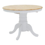 Tραπεζαρία Lars-York pakoworld σετ 5τμχ επεκτεινόμενη ξύλο λευκό-φυσικό Φ100(+38)x100x75εκ - Image 4