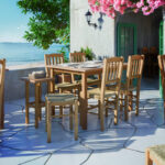 Καρέκλα καφενείου με ψάθα Damnir-Charchie pakoworld μασίφ ξύλο οξιάς λούστρο καρυδί 41x42x92εκ