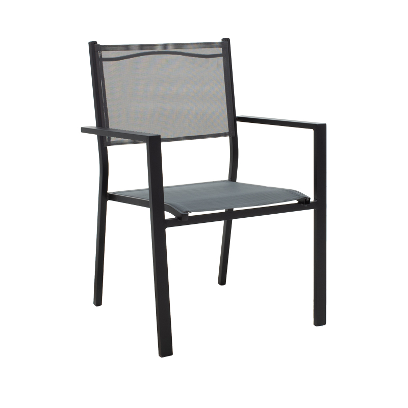 200-000813-1 Τραπεζαρία Moly - Kliton σετ 5τεμ pakoworld ανθρακί και μαύρο αλουμίνιο-textilene σε ανθρακί απόχρωση 80x80x74εκ - Image 1