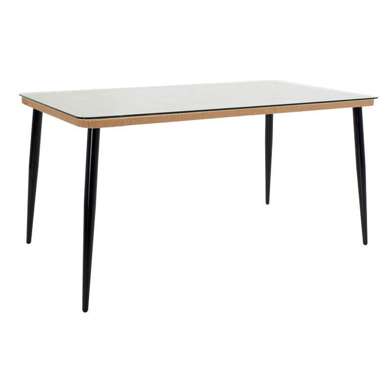 200-000961-1 Τραπεζαρία Naoki Χ σετ 7τεμ pakoworld rattan pe σε φυσική απόχρωση και μαύρο μέταλλο 160x90x78εκ - Image 1