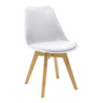 Τραπεζαρία Elijah-Gaston pakoworld σετ 3τεμ pp-pu σε λευκή απόχρωση με φυσικό πόδι Φ60x74εκ - Image 2