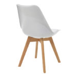 Τραπεζαρία Elijah-Gaston pakoworld σετ 3τεμ pp-pu σε λευκή απόχρωση με φυσικό πόδι Φ60x74εκ - Image 3