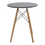 Τραπεζαρία Julita pakoworld σετ 3τεμ MDF μαύρο-ξύλο οξιάς σε φυσική απόχρωση Φ60x73εκ - Image 5