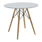 Τραπεζαρία Julita-Gaston σετ 5τεμ pakoworld MDF και ξύλο οξιάς σε λευκή-φυσική απόχρωση Φ80x73εκ - Image 4