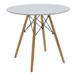 Τραπεζαρία Julita σετ 5τεμ pakoworld MDF και ξύλο οξιάς σε λευκή-φυσική απόχρωση Φ80x73εκ - Image 4