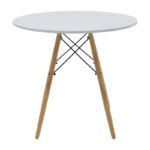 Τραπεζαρία Julita σετ 5τεμ pakoworld MDF και ξύλο οξιάς σε λευκή-φυσική απόχρωση Φ80x73εκ - Image 5