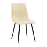 Τραπεζαρία Natali-Noor pakoworld σετ 5τεμ MDF μαύρο-μπεζ ύφασμα 120x80x76εκ