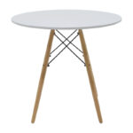 Τραπεζαρία Julita-Noor pakoworld σετ 5τεμ MDF λευκό-μπεζ ύφασμα Φ80x73εκ - Image 5