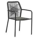 Πολυθρόνα Kherson pakoworld αλουμίνιο σχοινί ανθρακί-μαξιλάρι γκρι - Image 2