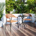 Πολυθρόνα Freiburg pakoworld αλουμίνιο μαύρο-σχοινί φυσικό-κεραμιδί