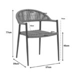 Πολυθρόνα Freiburg pakoworld αλουμίνιο μαύρο-σχοινί φυσικό-κεραμιδί - Image 2
