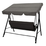 Κούνια κήπου Globo pakoworld μέταλλο μαύρο-ύφασμα γκρι 170x110x153εκ - Image 3