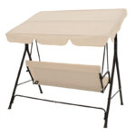 Κούνια κήπου Globo pakoworld μέταλλο μαύρο-ύφασμα μπεζ 170x110x153εκ - Image 2