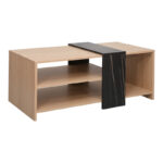 Τραπέζι σαλονιού Cozeto pakoworld σε φυσική απόχρωση με όψη μαρμάρου 100x53x41.5εκ