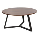 Τραπέζι σαλονιού Berton pakoworld σε καρυδί απόχρωση με μαύρο μέταλλο Φ80x40εκ