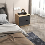 Κομοδίνο Verena pakoworld σε φυσική-ανθρακί απόχρωση 48x40x48εκ - Image 2