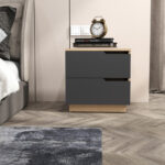 Κομοδίνο Verena pakoworld σε φυσική-ανθρακί απόχρωση 48x40x48εκ - Image 3