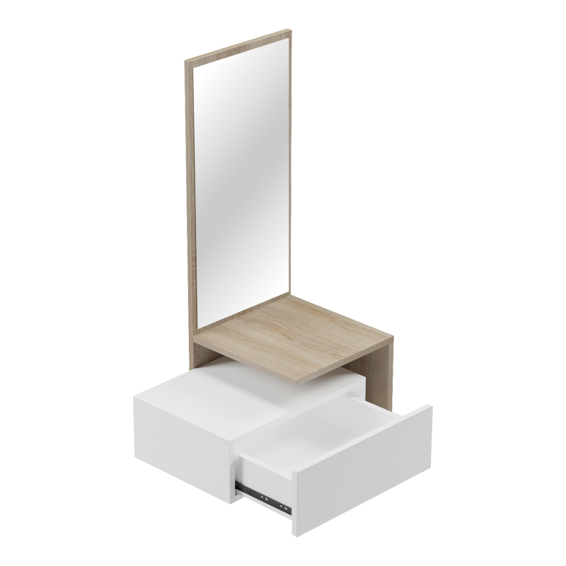 230-000054-1 Έπιπλο εισόδου Kendi pakoworld επιτοίχιο με καθρέπτη σε λευκό-sonoma απόχρωση 49.1x31.3x90εκ - Image 1