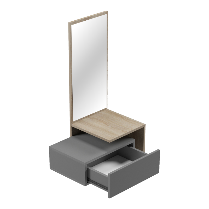 230-000055-1 Έπιπλο εισόδου Kendi pakoworld επιτοίχιο με καθρέπτη σε sonoma- ανθρακί 49.1x31.3x90εκ - Image 1