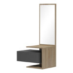 Έπιπλο εισόδου Kendi pakoworld επιτοίχιο με καθρέπτη σε sonoma- ανθρακί 49.1x31.3x90εκ - Image 3