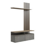 Σύνθετο σαλονιού Perlento pakoworld σε μπεζ μαρμάρου με sonoma απόχρωση 140x41x219.5εκ - Image 2