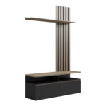 Σύνθετο σαλονιού Perlento pakoworld σε μαύρο με sonoma απόχρωση 140x41x219.5εκ - Image 2