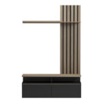 Σύνθετο σαλονιού Perlento pakoworld σε μαύρο με sonoma απόχρωση 140x41x219.5εκ - Image 3