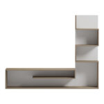 Έπιπλο τηλεόρασης με βιβλιοθήκη Cazenda pakoworld σε sonoma με λευκή απόχρωση 160x29x126εκ - Image 2