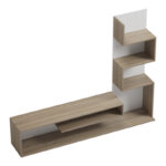 Έπιπλο τηλεόρασης με βιβλιοθήκη Cazenda pakoworld σε sonoma με λευκή απόχρωση 160x29x126εκ - Image 4