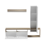 Σύνθετο σαλονιού Leganto pakoworld σε sonoma με λευκή απόχρωση 220.5x35x197.5εκ