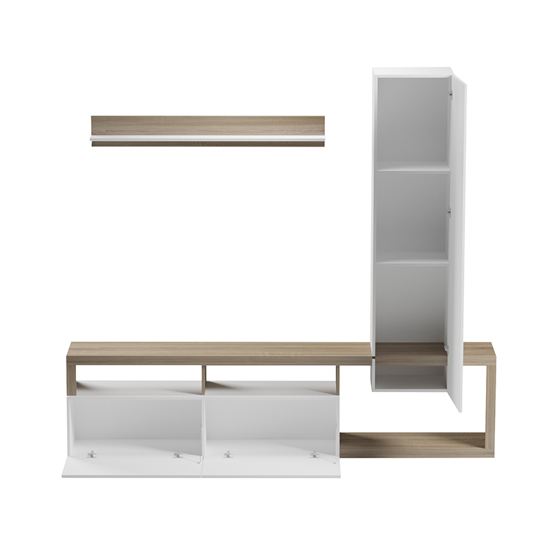 230-000102-1 Σύνθετο σαλονιού Leganto pakoworld σε sonoma με λευκή απόχρωση 220.5x35x197.5εκ - Image 1