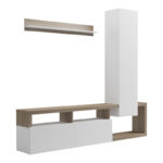 Σύνθετο σαλονιού Leganto pakoworld σε sonoma με λευκή απόχρωση 220.5x35x197.5εκ - Image 2