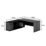 Γραφείο επαγγελματικό με αριστερή γωνία Oscar pakoworld μελαμίνη σε καρυδί-ανθρακί απόχρωση 240x180x76εκ - Image 2