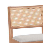 Σκαμπό bar Winslow pakoworld ξύλο rubberwood ανοικτό καρυδί-pvc rattan φυσικό-ύφασμα γκρι 44.5x46x98εκ - Image 2