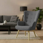 Πολυθρόνα Fluffy pakoworld ύφασμα ανθρακί-φυσικό 75x69x96εκ