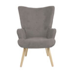 Πολυθρόνα Fluffy pakoworld ύφασμα γκρι-πόδι rubberwood φυσικό 75x69x96εκ - Image 4