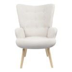 Πολυθρόνα Fluffy pakoworld ύφασμα ανοιχτό γκρι-φυσικό πόδι 75x69x96εκ - Image 3