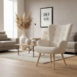 Πολυθρόνα Fluffy pakoworld μπουκλέ κρεμ-φυσικό 75x69x96εκ