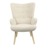 Πολυθρόνα Fluffy pakoworld ύφασμα μπεζ-φυσικό πόδι 75x69x96εκ - Image 3