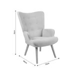 Πολυθρόνα Fluffy pakoworld βελούδο ανθρακί-φυσικό πόδι 75x69x96εκ - Image 5