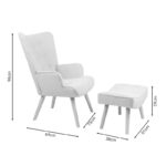 Πολυθρόνα με υποπόδιο Vivienne pakoworld βελούδο γκρι-φυσικό πόδι 75x69x96εκ - Image 3