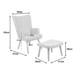 Πολυθρόνα με υποπόδιο Melisia pakoworld ανθρακί ύφασμα και ξύλινο πόδι σε φυσική απόχρωση 59x67x94εκ - Image 5