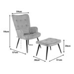 Πολυθρόνα με υποπόδιο Siella pakoworld κυπαρισσί βελούδο και μαύρο μέταλλο πόδι 59x67x94εκ - Image 5