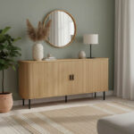 Μπουφές Scandi pakoworld MDF φυσικό με μεταλλικά μαύρα πόδια 170x45x80εκ