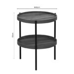 Βοηθητικό τραπέζι Portogie pakoworld mdf καρυδί-μέταλλο μαύρο Φ40x50εκ - Image 3