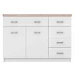 Μπουφές 120x33x85εκ Top Mix2D5S Λευκό-Sonoma μέ 5 Συρτάρια